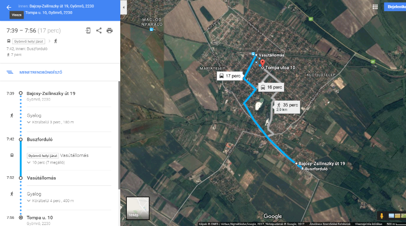 A Google térképére került a gyömrői közlekedés