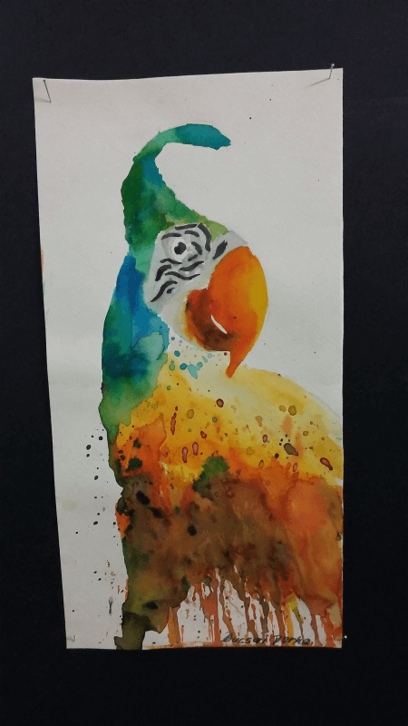 Festmény egy papagájról